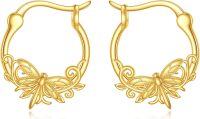 wholesale 10K Gold Dragonfly Hoops Minimalist Earings Gift for Her-Dragonfly earrings