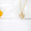 wholesale 14K Gold Heart-Shaped Diamond Pendant Necklace for Women - 2 Sizes Available-0-2
