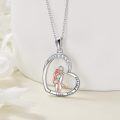 wholesale 925 Sterling Silver Heart-Shaped Pendant with Cubic Zirconia and Rose Gold Plating - I Love You Forever Mother-Daughter Necklace Gift for Mom-0-2