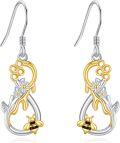 wholesale 925 Sterling Silver Bee Honeycomb Flower Drop Earrings for Women Girls  4cm Long-0-0
