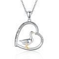 wholesale 925 Sterling Silver Duck in Heart Pendant Necklace with Cubic Zirconia Gifts for Women-0-0