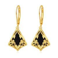 wholesale 925 Sterling Silver Gold Plated Black Onyx Vintage Filigree Drop Earrings-Filigree Boho-C
