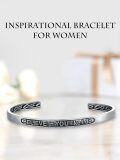 wholesale Sterling Silver Celtic Strength Mantra Cuff Bracelet Poiuy Inspirational Jewelry Gift-0-61