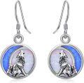wholesale Wolf Earrings For Women Opal Moon S925 Sterling Silver Dangle Drop Hook Earrings -0-0