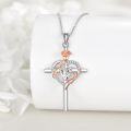 wholesale Sterling Silver Birthstones Rose Cross Heart Crucifix Pendant Necklace for Women-0-89