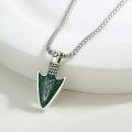 wholesale 925 Sterling Silver Green Stone Norse Valknut Pendant Necklaces for Men-0-1
