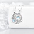wholesale 925 Sterling Silver Couples Best Friends Forever Necklaces with Crescent Moon and Sun Pendants-0-2