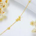 wholesale 14k Gold Bee And Flower Charm Bracelet With Moissanite-0-4