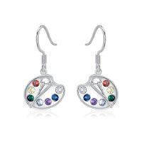 wholesale 925 Sterling Silver Multicolor Gemstone Artist Palette Drop Earrings-Silver