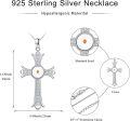 wholesale 925 Sterling Silver Cross with Pearl and Yellow Stone Pendant Necklace for Women Christian s-0-1