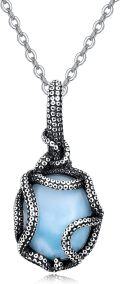 wholesale 925 Sterling Silver Metal Blue Larimar Octopus Claw Pendant Necklace for Women-0-0