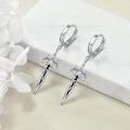 wholesale 925 Sterling Silver Sword Shape Gothic Punk Drop Dangle Hoop Earrings-0-2