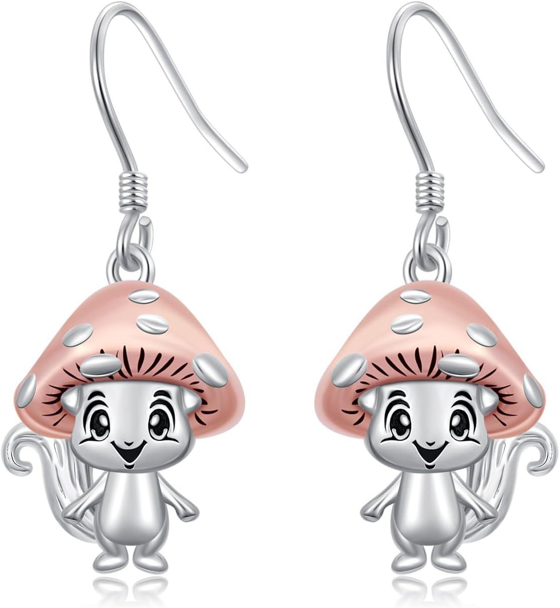 Sterling Silver Skull Stud Earrings with Lotus Hummingbird Squirrel Cow Gift for Women Men-0-1