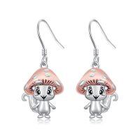 wholesale 925 Sterling Silver Cute Mushroom Animal Earrings-Squirrel Mushroom