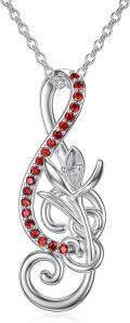 wholesale TOUPOP Music Note Birthstone Necklace 925 Sterling Silver Birth Flower Necklace Music Jewelry Birthday Gifts For Music Lover Student Women -0-0