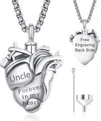 wholesale 925 Sterling Silver Aunt Cremation Necklace Wholesale Engraved Heart Urn Pendant-Uncle-Personalized-Uncle