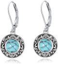 wholesale 925 Sterling Silver Genuine Turquoise Dangle Earrings-0-0
