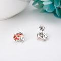 wholesale 925 Sterling Silver Hedgehog Stud Earrings with Red Beads and Rose Gold Accents - Adorable Animal Jewelry for Women-0-2