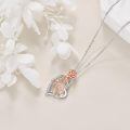 wholesale 925 Sterling Silver Mom Heart Rose Pendant Necklace With Cubic Zirconia For Women-0-2