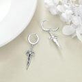 wholesale 925 Sterling Silver Sword Shape Gothic Punk Drop Dangle Hoop Earrings-0-3