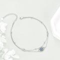 wholesale 925 Sterling Silver Evil Eye Charm Bracelet Wholesale With Blue And Clear Crystal Details-0-3