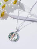 wholesale 925 Sterling Silver Round Abalone Shell Girl Reading Books Pendant Necklace for Women-0-3