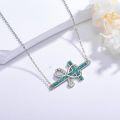 wholesale 925 Sterling Silver Turquoise Cross Caduceus Pendant Nurse Necklace for Women Graduation Gifts-0-1