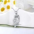 wholesale 925 Sterling Silver Lab-Grown Cubic Zirconia Owl Pendant Necklace for Women-0-3