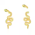 wholesale 925 Sterling Silver Plated Gold Snake Stud Earrings Wholesale with Green Eyes and Cubic Zirconia Accents for Women-0-0