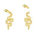 wholesale 925 Sterling Silver Plated Gold Snake Stud Earrings with Green Eyes and Cubic Zirconia Accents for Women-0-0