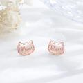 wholesale 925 Sterling Silver Cat Meow Rose Gold Plated Stud Earrings-0-2