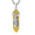 wholesale 925 Sterling Silver Yellow Agate Grim Reaper Skull Pendant Necklace-0-0