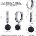wholesale 925 Sterling Silver Viking Rune Hoop & Black Crystal Drop Earrings for Women Norse Style -0-5