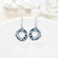 wholesale 925 Sterling Silver Blue Crystal Dolphin Circle Drop Earrings for Women Girls Mom  4cm Long-0-1