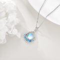 wholesale 925 Sterling Silver Teardrop Blue Moonstone Floral Pendant Necklace-0-1