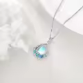 wholesale 925 Sterling Silver Teardrop Blue Moonstone Floral Pendant Necklace-0-1