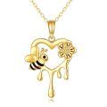 wholesale 14k Gold Honeycomb Bee Pendant Necklace With Lab Diamond-0-0