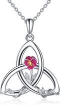 wholesale TOUPOP Birth Flower Necklace 925 Sterling Silver Celtic Knot Necklace 12 Birth Month Necklaces For Women Celtic Jewelry Irish Gifts For Women Girls Birthday Christmas -0-0