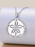 wholesale 925 Sterling Silver Sand Dollar Necklace with Chain - Ocean Inspired Charm Gift for Her-0-3