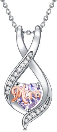 wholesale 925 Sterling Silver Birthstone Mom Necklace Mama Jewelry Gift for Women-06-June