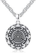 wholesale 925 Sterling Silver Round Maze Design Pendant Necklaces Gifts for Women and Men-0-0