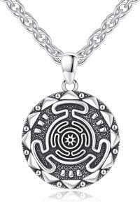 wholesale 925 Sterling Silver Round Maze Design Pendant Necklaces Gifts for Women and Men-02-Hecate