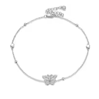 TOUPOP 925 Sterling Silver Butterfly Anklet Adjustable Foot Chain Jewelry Gift-undefined