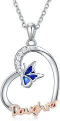 wholesale TOUPOP Mom/daughter/sister Necklace Sterling Silver Love Heart Butterfly Necklace Birthday Anniversary Jewelry Gifts For Women -0-0
