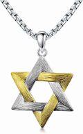 wholesale 925 Sterling Silver Two-Tone Star of David Pendant for Men's Jewelry Necklaces-0-0