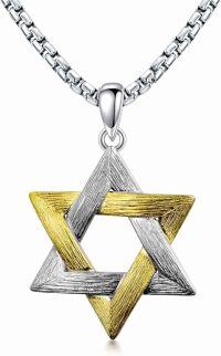wholesale 925 Sterling Silver Two-Tone Star of David Pendant for Men's Jewelry Necklaces-Gold & Silver