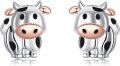 wholesale 925 Sterling Silver Cow Stud Earrings with Rose Gold Accents for Women-0-0