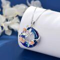 wholesale TOUPOP Hummingbird/dragonfly/butterfly/bee Necklace 925 Sterling Silver Rose Flower Insect Pendant Blue Circle Crystal Jewelry Christmas Gifts For Women -0-3