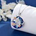 TOUPOP Sterling Silver Blue Crystal Hummingbird Dragonfly Butterfly Bee Pendant Necklace-0-3