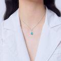wholesale 925 Sterling Silver Genuine Blue Turquoise Bar Pendant Necklace for Women-0-1